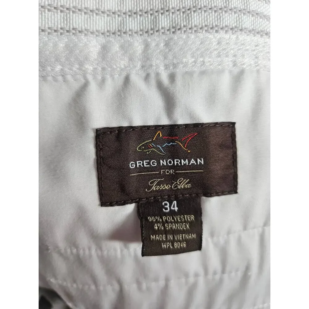 GREG NORMAN for Tasso Elba Mens Golf‎ Shorts Size 34 White Outdoors Zip Pocket